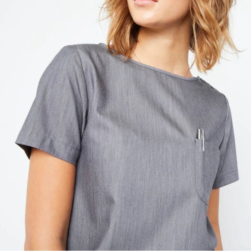 FABLED Boat Neck One-Pocket Scrub Top grey  XL #809